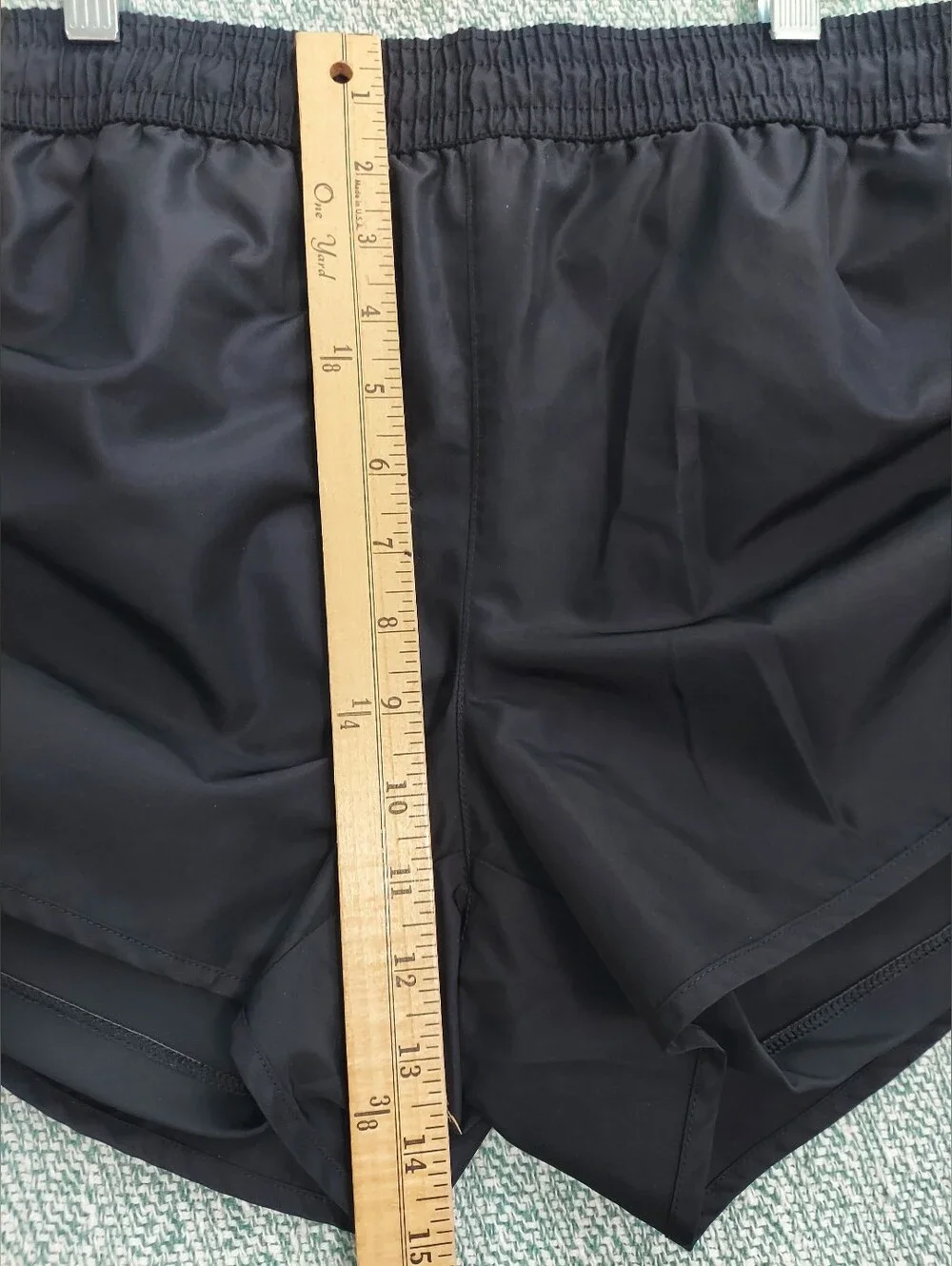 ​L-RL Ralph Lauren Ruched Athletic Shorts Compression Liner Black Large
